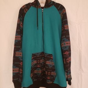 Nu Trendz hooded zip up jacket aztec print 4XL